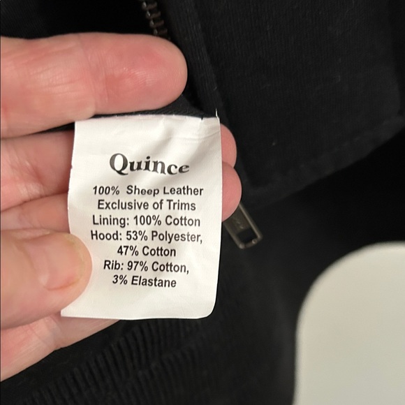 Quince NWOT Women's Black Leather Jacket with Hood - Picture 13 of 13